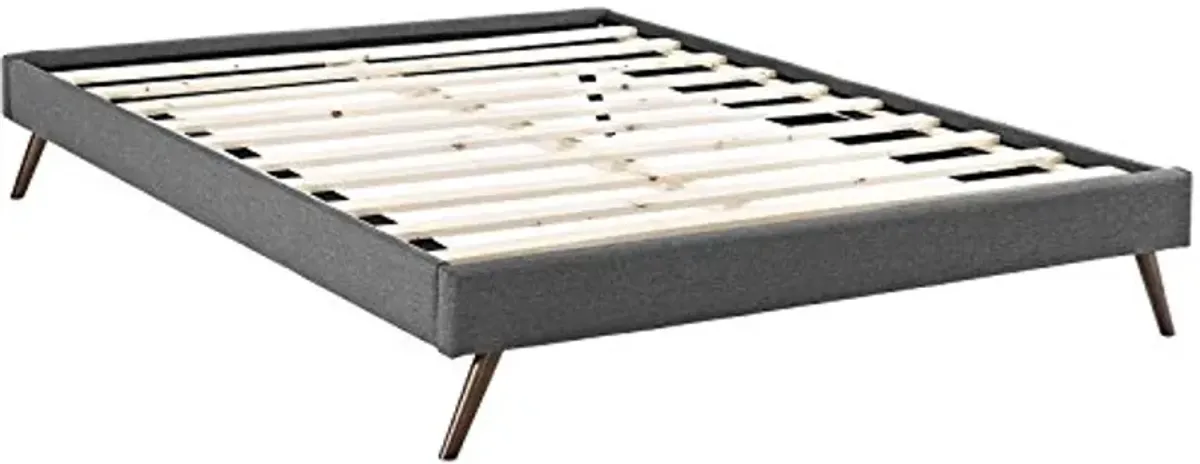 Modway Loryn Upholstered Queen Platform Bed Frame with Wood Slat Support in Gray