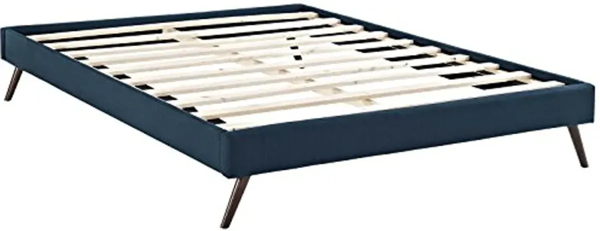 Modway Loryn Upholstered Full Platform Bed Frame with Wood Slat Support in Azure