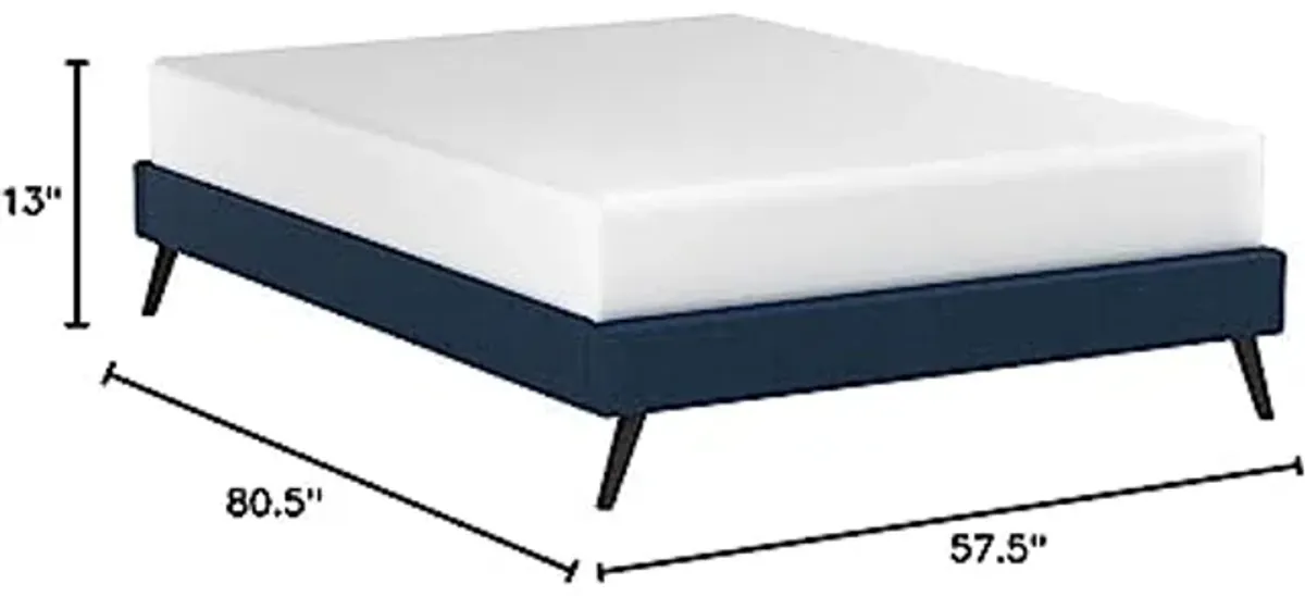 Modway Loryn Upholstered Full Platform Bed Frame with Wood Slat Support in Azure