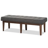 Baxton Studio Lucca Button Tufted Dining Bench in Dark Gray