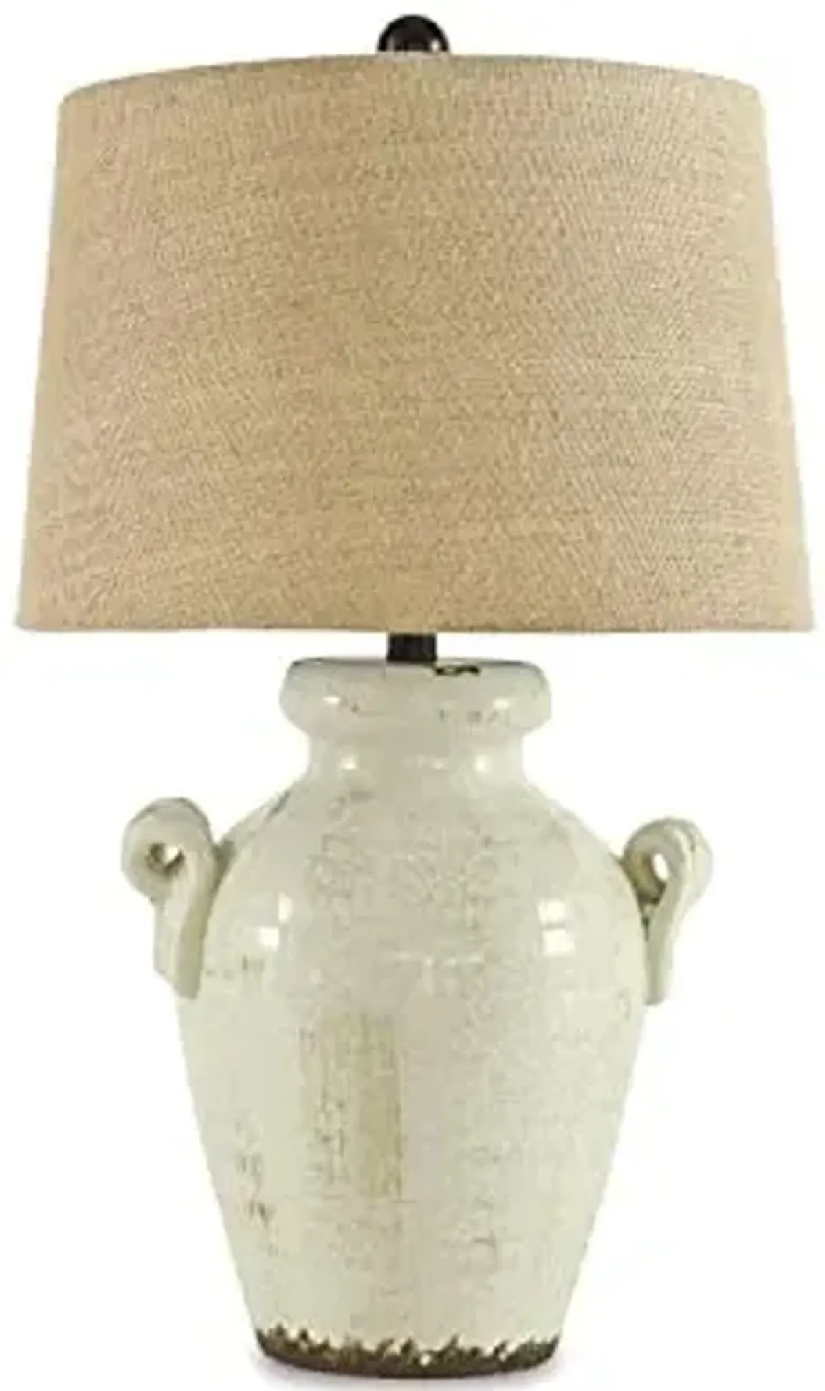 Signature Design by Ashley Emelda Farmhouse 27" Ceramic Table Lamp, Cream Glaze Crackle Finish