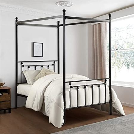 Homelegance Chelone Metal Canopy Bed, Twin, Black