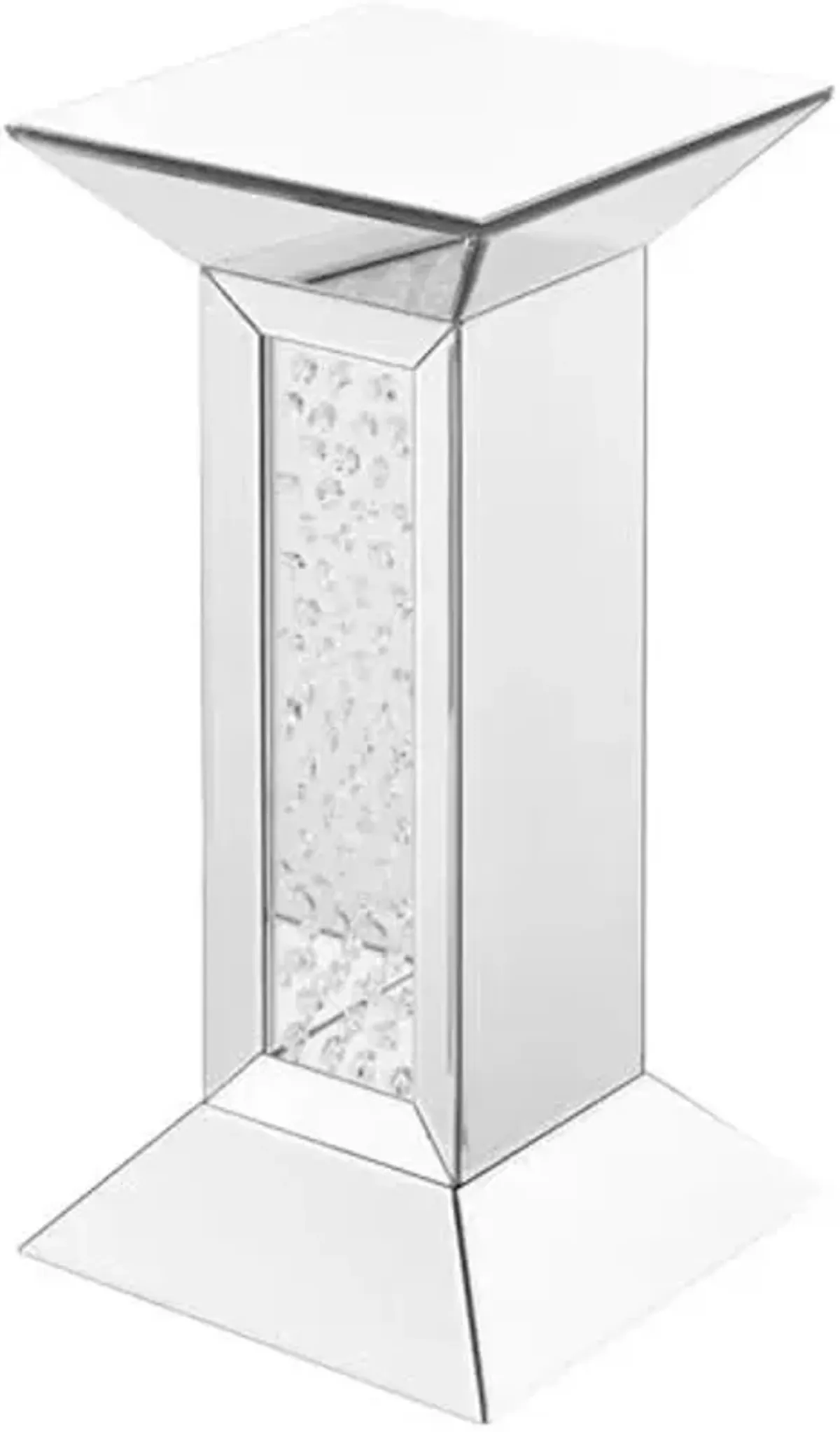 Elegant Decor Modern 12" Clear Crystal Mirrored Pedestal End Table