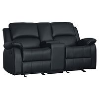 Homelegance Clarkdale Double Glider Reclining Loveseat with Console, Black