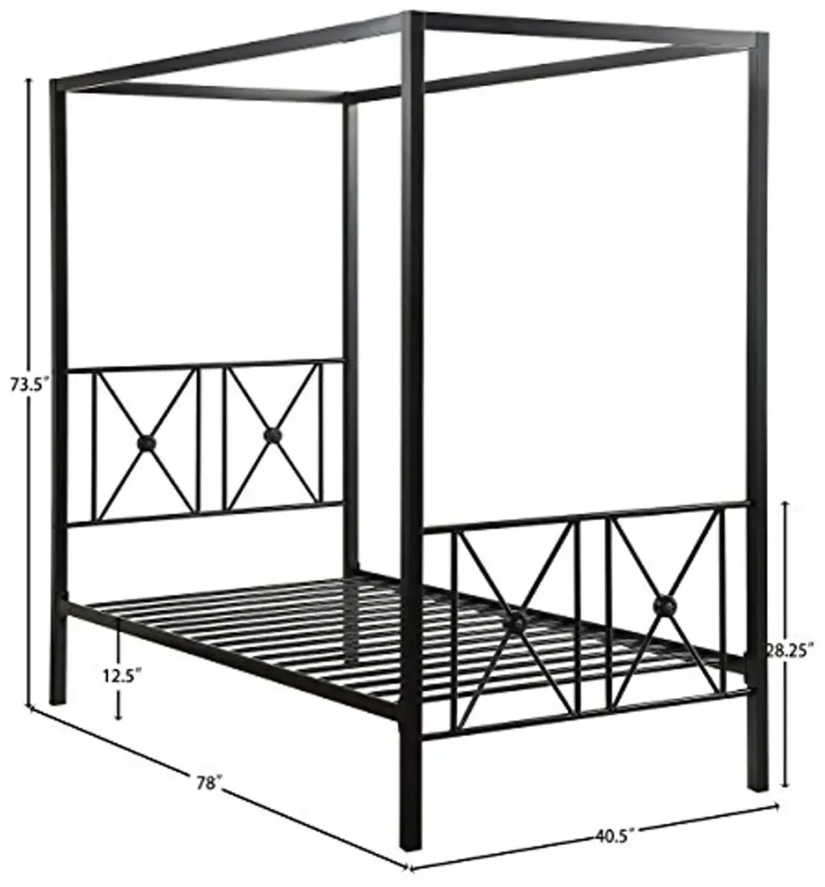 Homelegance Rapa Metal Canopy Bed, Twin, Black