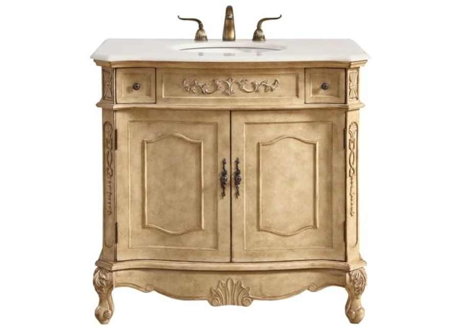 Elegant Decor Danville 36" Wood Single Bathroom Vanity in Antique Beige