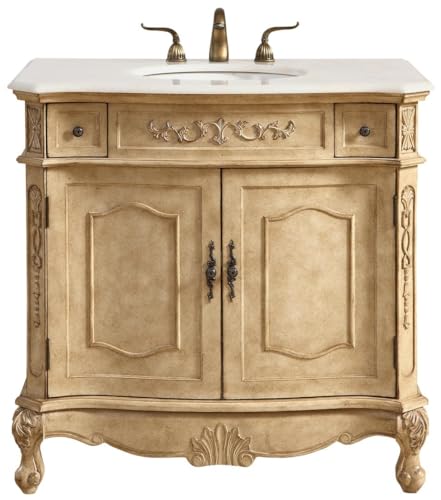 Elegant Decor Danville 36" Wood Single Bathroom Vanity in Antique Beige