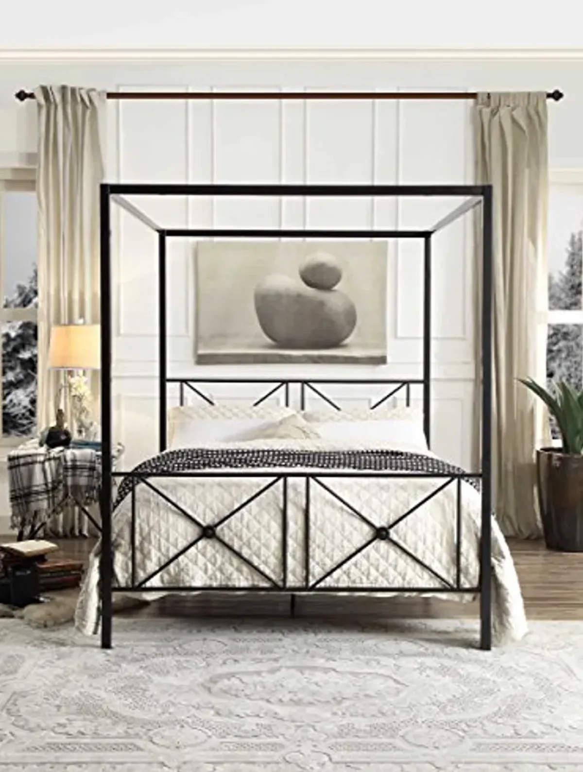 Homelegance Rapa Metal Canopy Bed, Queen, Black