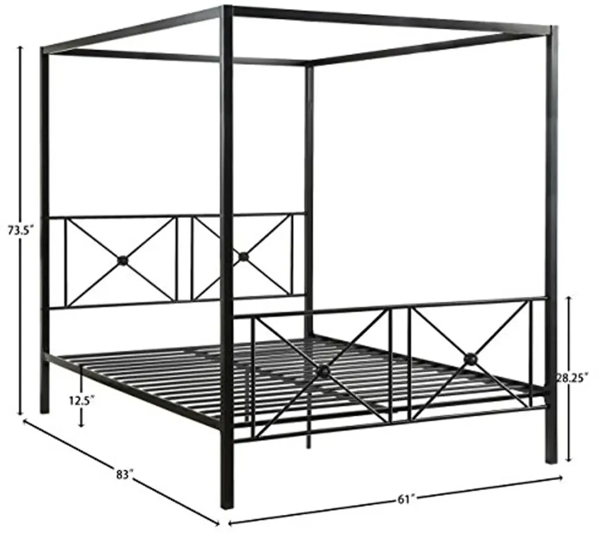 Homelegance Rapa Metal Canopy Bed, Queen, Black