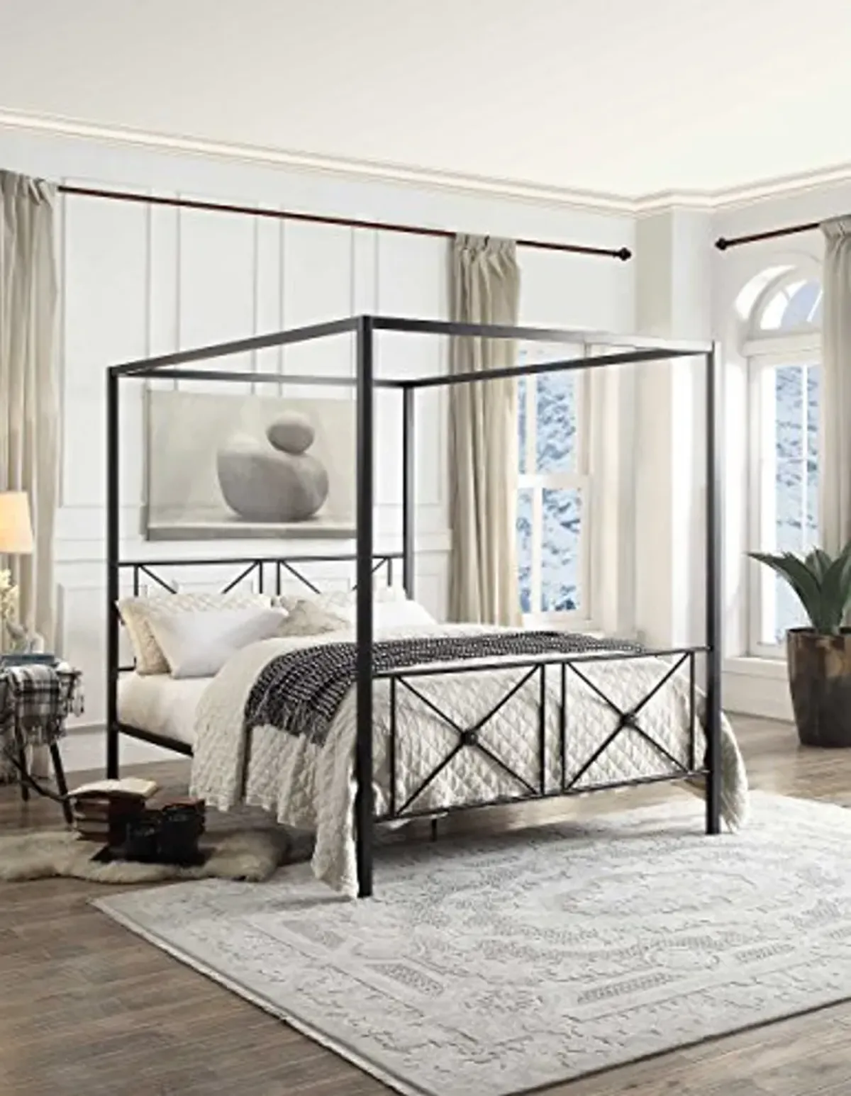 Homelegance Rapa Metal Canopy Bed, Queen, Black