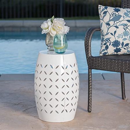 Christopher Knight Home Lilac Outdoor 12" Iron Side Table, White
