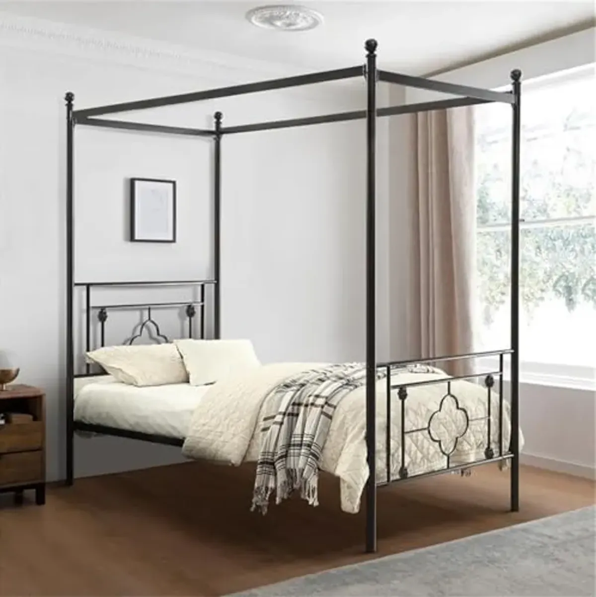 Homelegance Hosta Metal Canopy Bed, Twin, Black