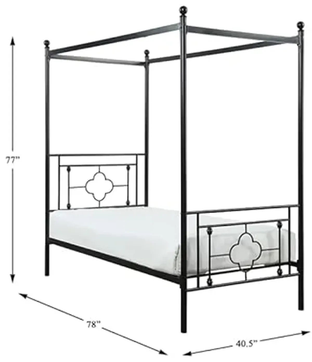 Homelegance Hosta Metal Canopy Bed, Twin, Black