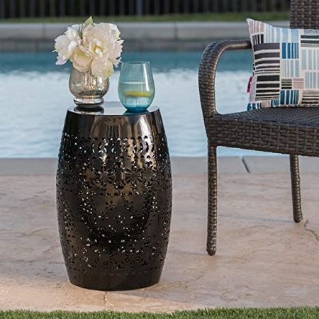 Christopher Knight Home Ruby Outdoor 12" Iron Side Table, Black