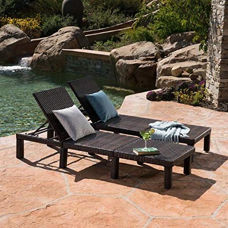 Christopher Knight Home Jamaica Outdoor Wicker Chaise Lounges without Cushions, 2-Pcs Set, Multibrown