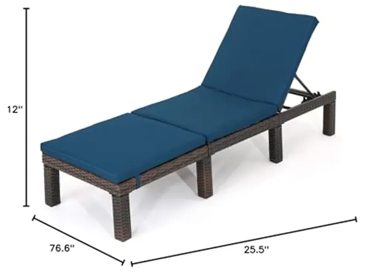 Christopher Knight Home Jamaica Outdoor Wicker Chaise Lounge with Water Resistant Cushion, Multibrown / Blue