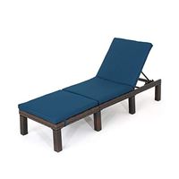 Christopher Knight Home Jamaica Outdoor Wicker Chaise Lounge with Water Resistant Cushion, Multibrown / Blue