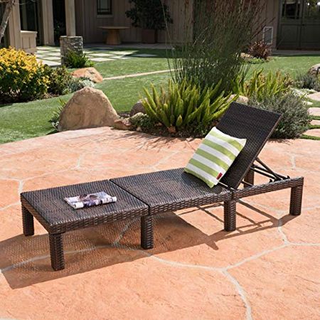 Christopher Knight Home Jamaica Outdoor Wicker Chaise Lounge without Cushion, Multibrown