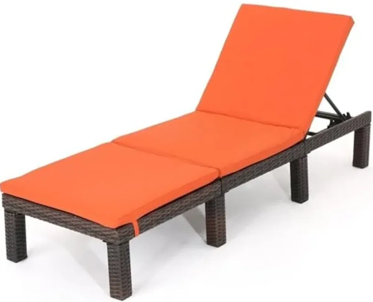 Christopher Knight Home Jamaica Outdoor Wicker Chaise Lounge with Water Resistant Cushion, Multibrown / Orange