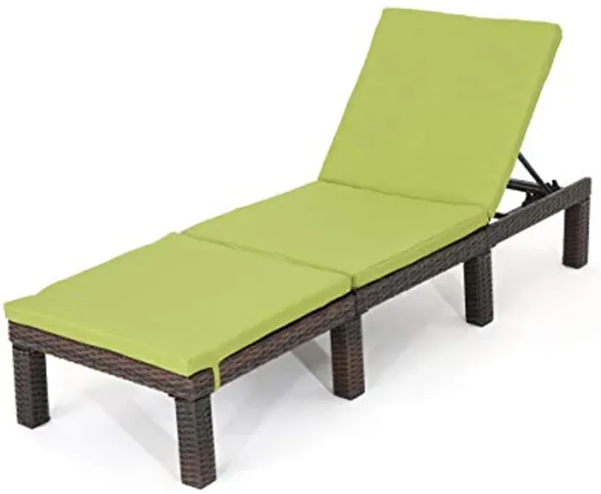 Christopher Knight Home Jamaica Outdoor Wicker Chaise Lounge with Water Resistant Cushion, Multibrown / Green