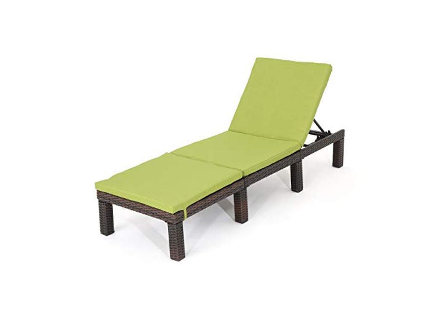 Christopher Knight Home Jamaica Outdoor Wicker Chaise Lounge with Water Resistant Cushion, Multibrown / Green