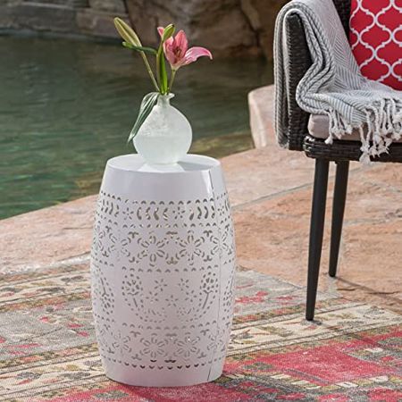 Christopher Knight Home Ruby Outdoor 12" Iron Side Table, White