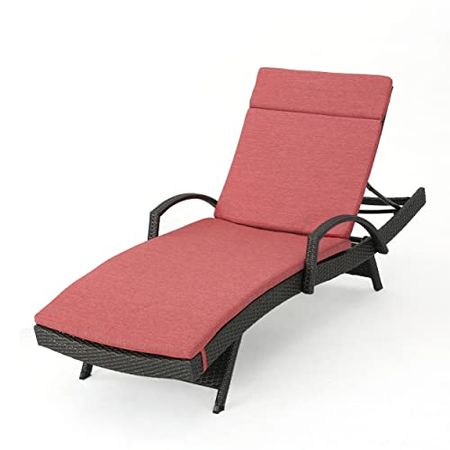 Christopher Knight Home Salem Outdoor Chaise Lounge, Grey + Red