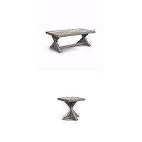 Ashley Furniture Signature Design - Beachcroft 3-Piece Table Set - Rectangular Cocktail Table & 2 Square End Tables - Beige