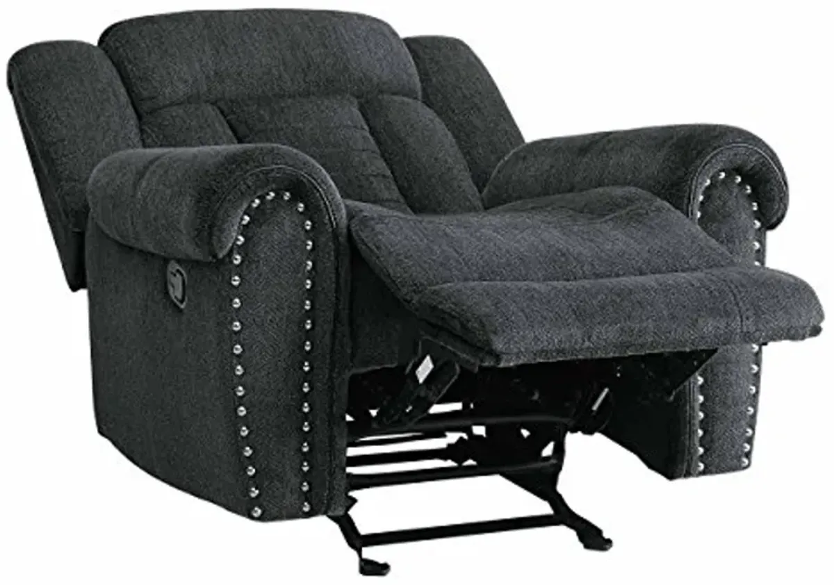 Homelegance Nutmeg Upholstered Reclining Chair, Charcoal Gray