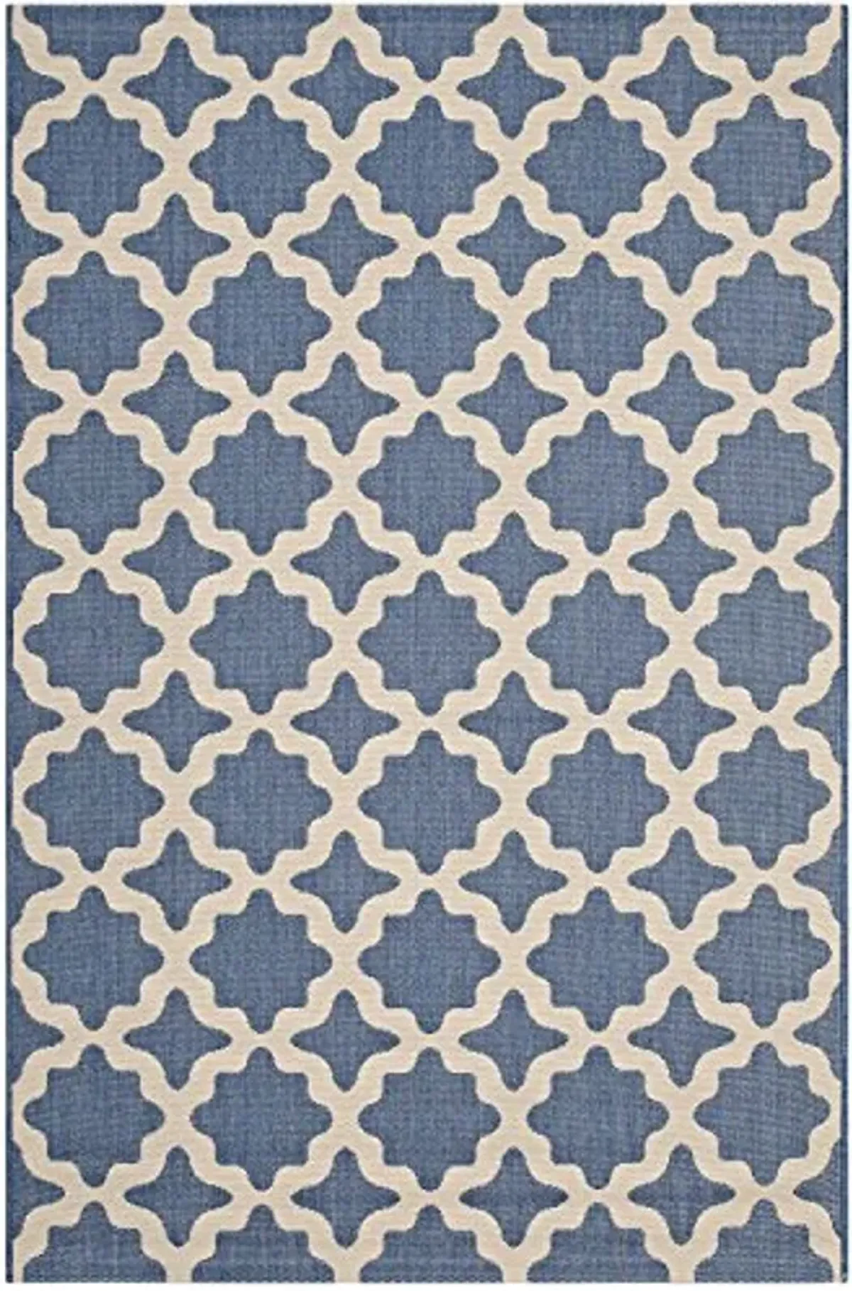 Modway Cerelia Moroccan Trellis 5x8 Indoor and Outdoor In Blue and Beige