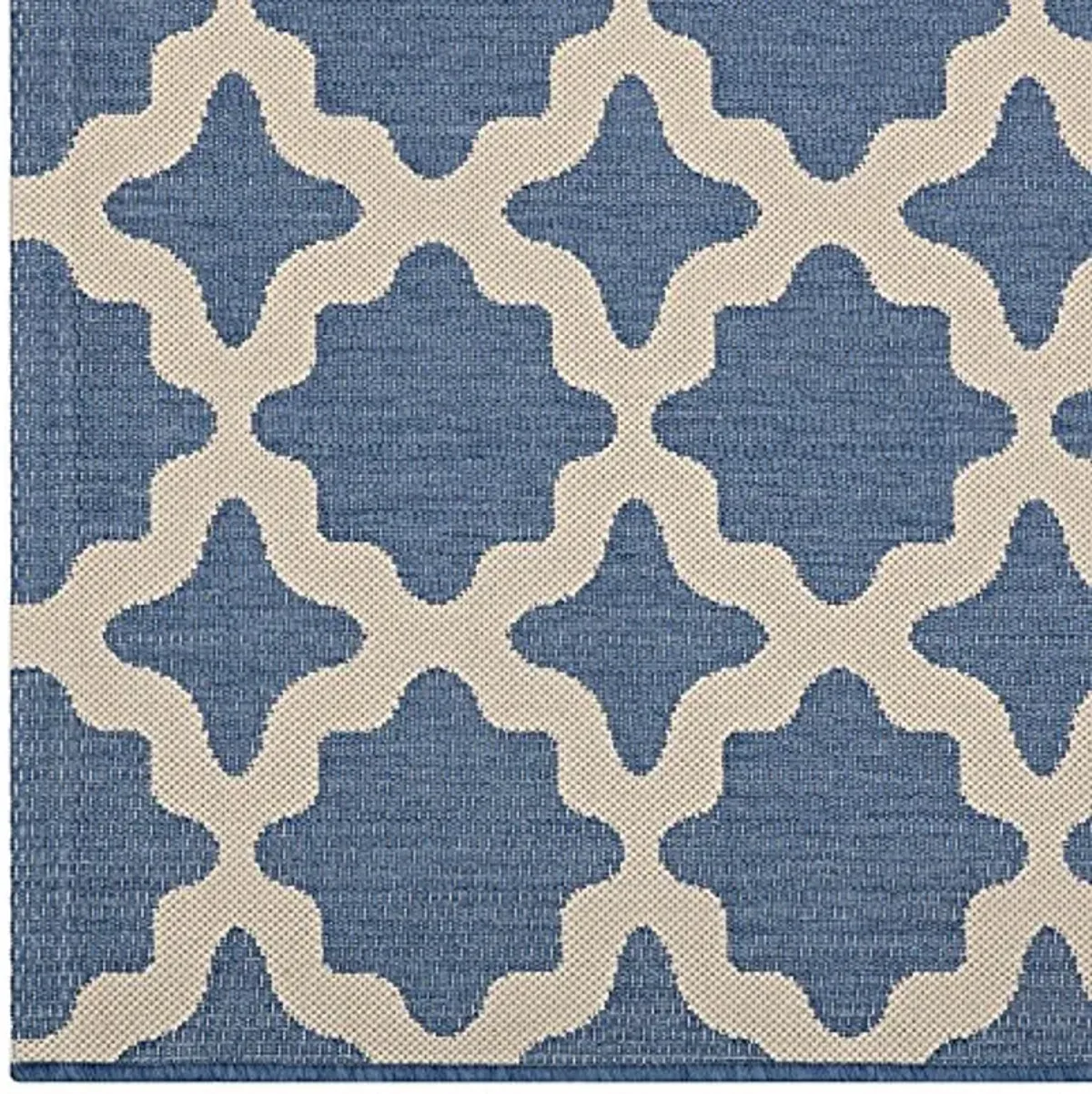 Modway Cerelia Moroccan Trellis 5x8 Indoor and Outdoor In Blue and Beige