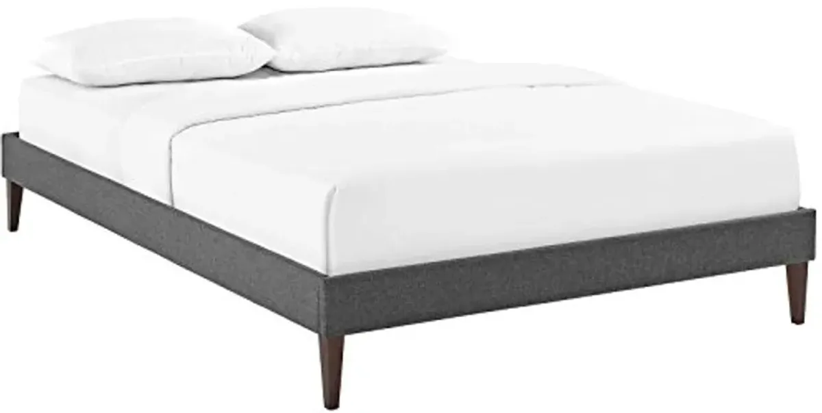 Modway Tessie Upholstered Queen Platform Bed Frame with Wood Slat Support in Gray