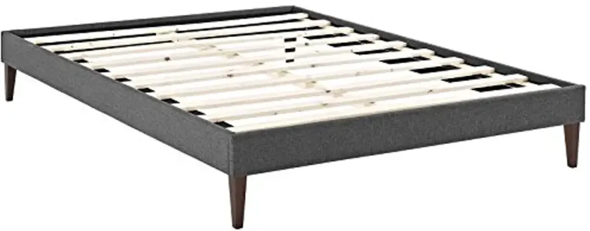 Modway Tessie Upholstered Queen Platform Bed Frame with Wood Slat Support in Gray