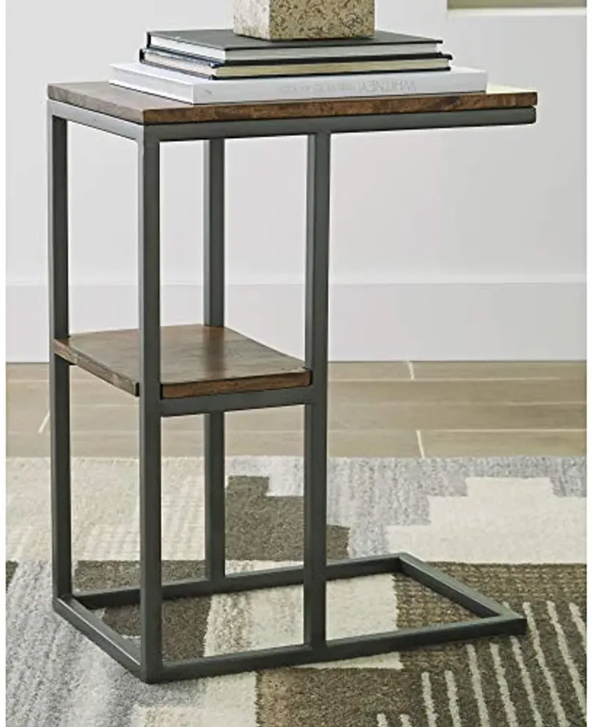 Signature Design by Ashley Forestmin Modern Accent Chairside End Table, Brown and Black