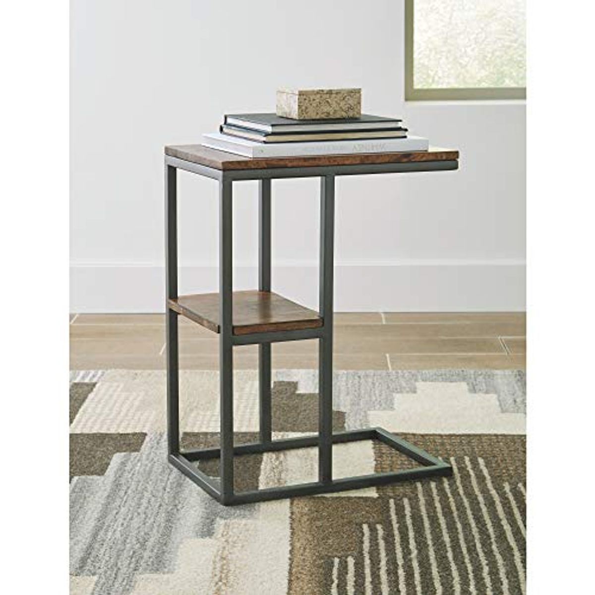 Signature Design by Ashley Forestmin Modern Accent Chairside End Table, Brown and Black