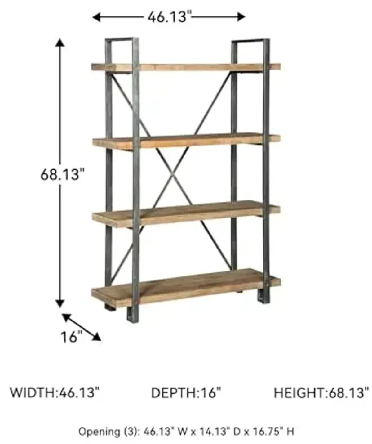 Signature Design by Ashley Forestmin Vintage 4 Tier Wood Bookcase, Light Brown