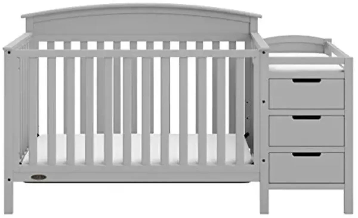 Graco Benton 4-in-1 Convertible Crib and Changer (Pebble Gray) – GREENGUARD Gold Certified, Crib and Changing -Table Combo, Water-Resistant Changing Pad, Converts to Toddler Bed, Daybed