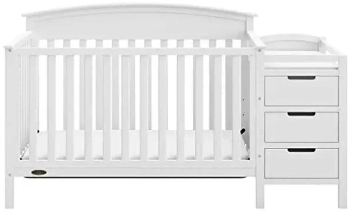 Graco Benton 5-in-1 Convertible Crib and Changer (White) – Crib and Changing -Table Combo, Includes Water-Resistant Changing Pad, 3 Drawers, Converts to Toddler Bed, Daybed and Full-Size Bed