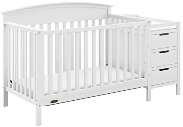 Graco Benton 5-in-1 Convertible Crib and Changer (White) – Crib and Changing -Table Combo, Includes Water-Resistant Changing Pad, 3 Drawers, Converts to Toddler Bed, Daybed and Full-Size Bed