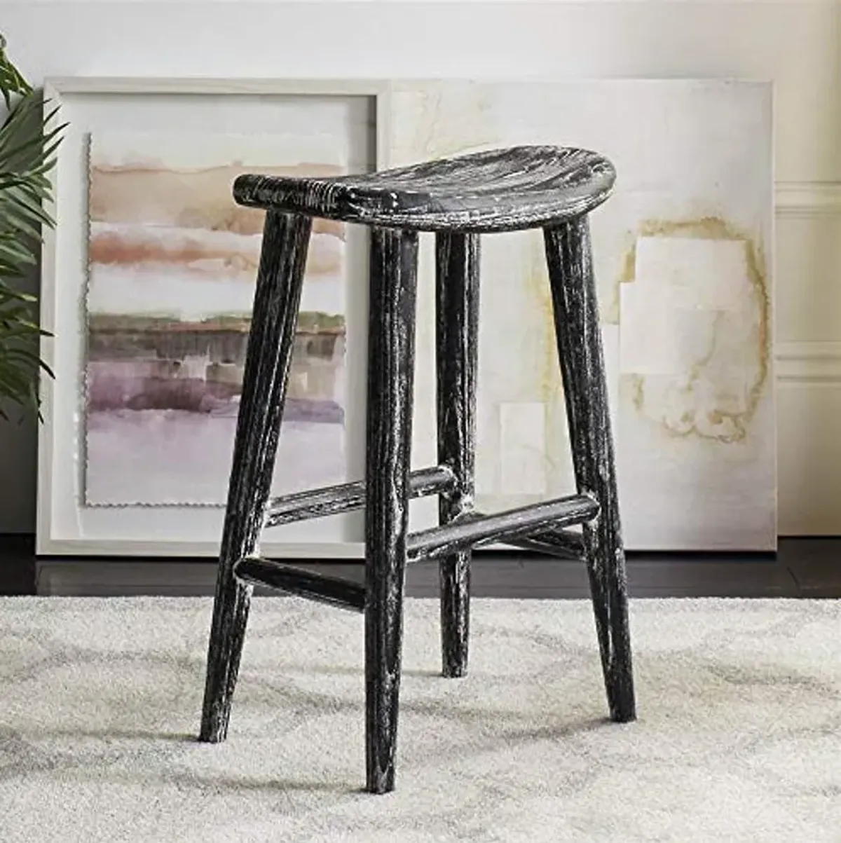 Safavieh BST1000A Counter Stool, Black/White