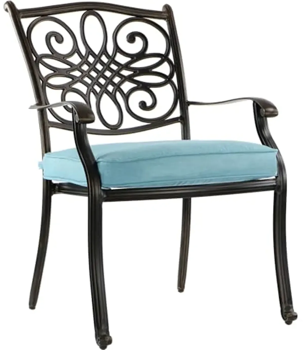 Hanover TRADDN7PCRD-BLU Traditions 7 Piece Six Chairs and a Cast-Top Table Dining Set, 60", Blue Outdoor Furniture