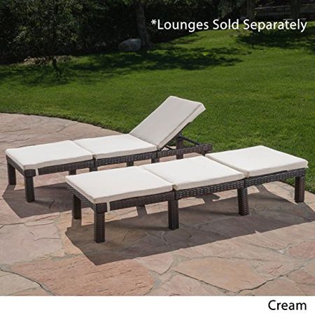 Christopher Knight Home Jamaica Outdoor Water Resistant Chaise Lounge Cushions, 2-Pcs Set, Cream