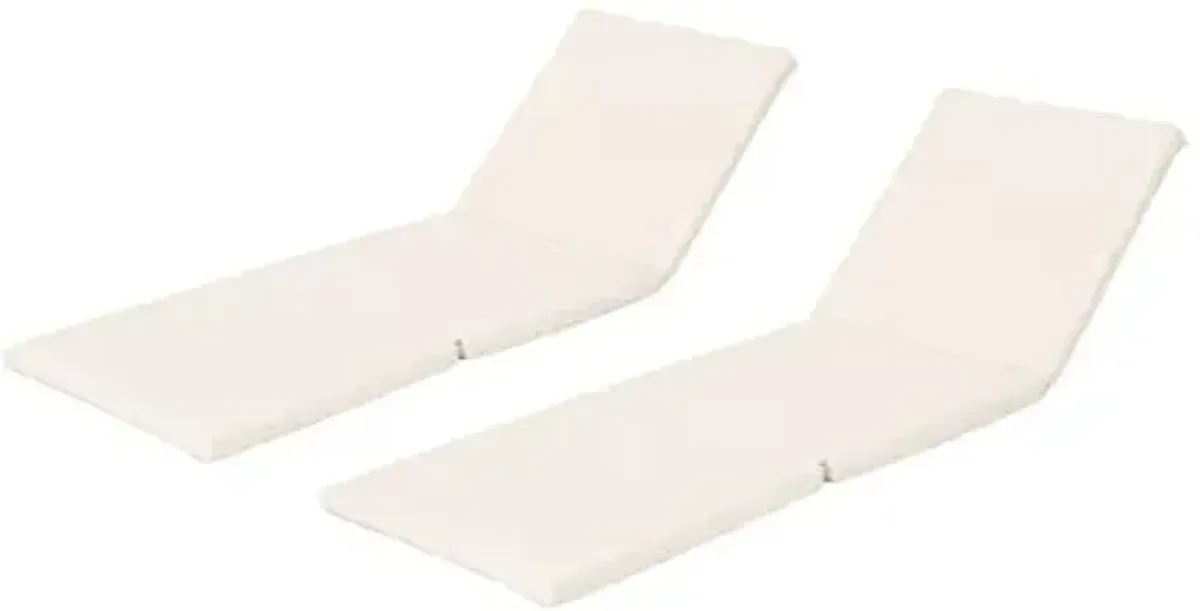 Christopher Knight Home Jamaica Outdoor Water Resistant Chaise Lounge Cushions, 2-Pcs Set, Cream