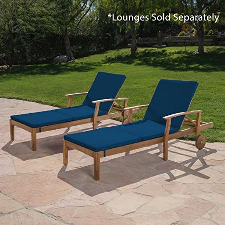 Christopher Knight Home Jamaica Outdoor Water Resistant Chaise Lounge Cushions, 2-Pcs Set, Blue