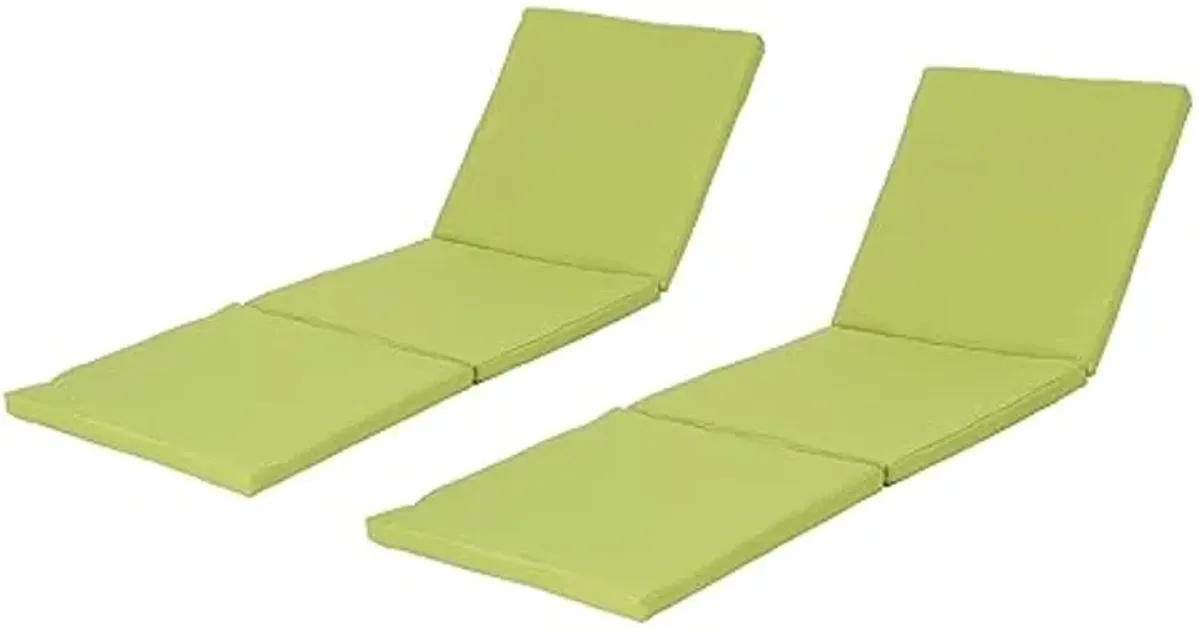 Christopher Knight Home Jamaica Outdoor Water Resistant Chaise Lounge Cushions, 2-Pcs Set, Green