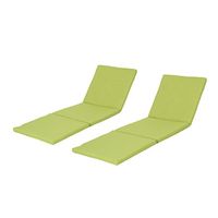 Christopher Knight Home Jamaica Outdoor Water Resistant Chaise Lounge Cushions, 2-Pcs Set, Green