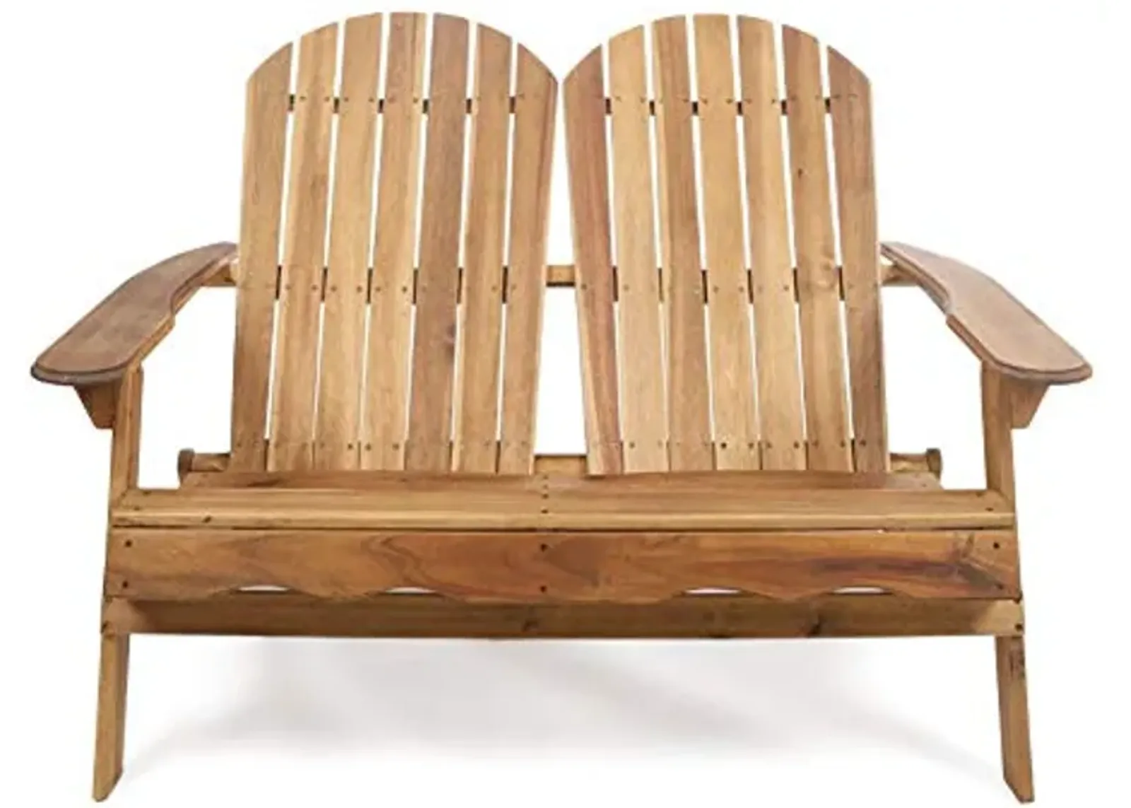 Christopher Knight Home Malibu Outdoor Acacia Wood Adirondack Loveseat, Natural Stained