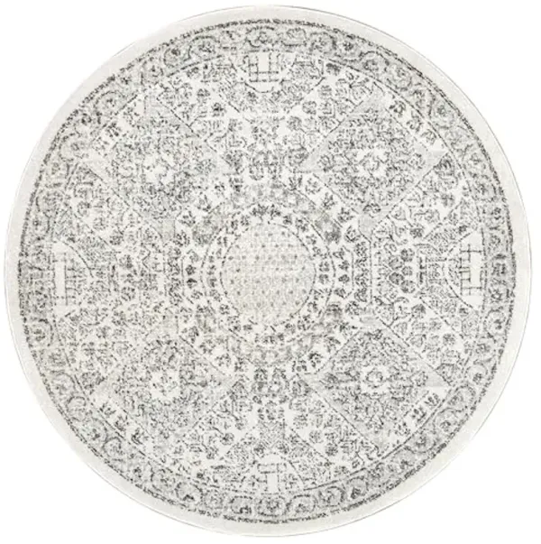 nuLOOM Minta Vintage Transitional Area Rug - 5 Round Area Rug Transitional Grey/Ivory Rugs for Living Room Bedroom Dining Room Kitchen