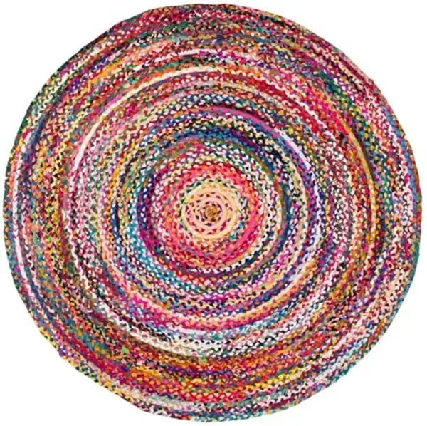 nuLOOM Tammara Bohemian Hand Braided Area Rug, 4' Round, Multi