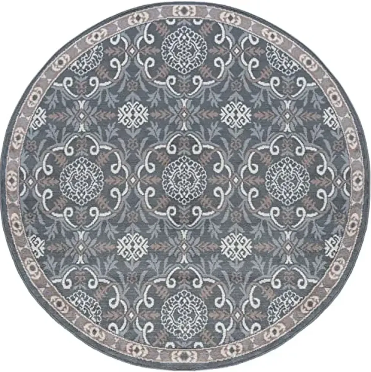 Universal Rugs Izel Round Area Rug, 8', Gray